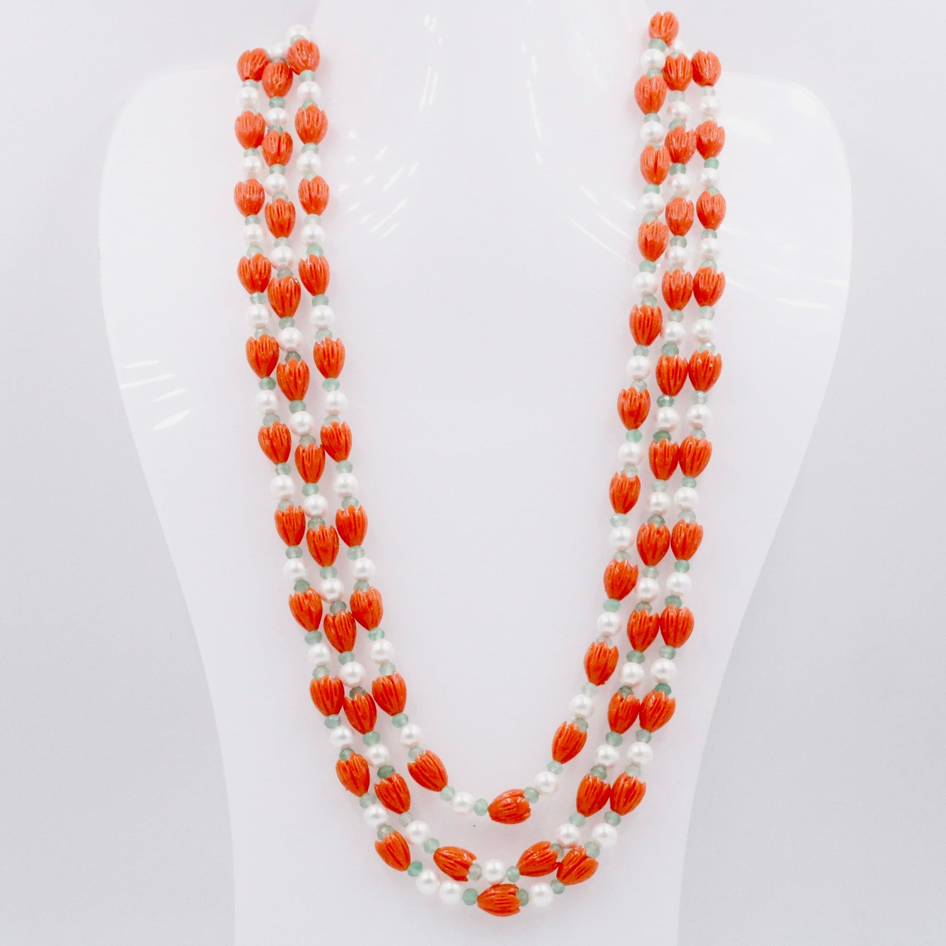 Coral Shell Pearl & Quartz Beaded Necklace - Taj Mahal Gems