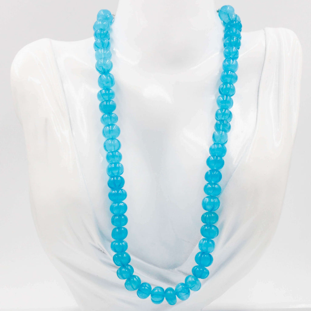 Natural Blue Quartz Long Necklace Collection with Indian Sarafa