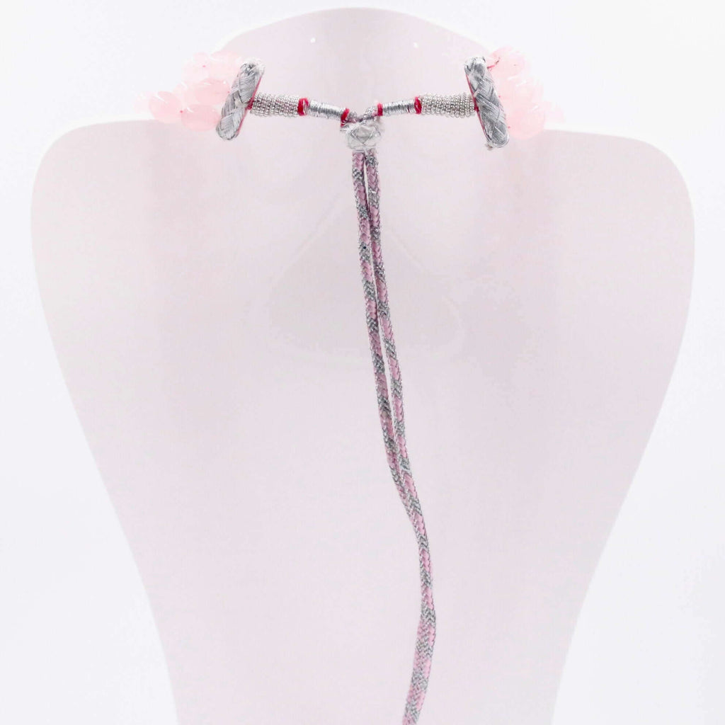 Layered Pink Quartz Gemstone Necklace for Elegant Indian Sarafa Jewelry