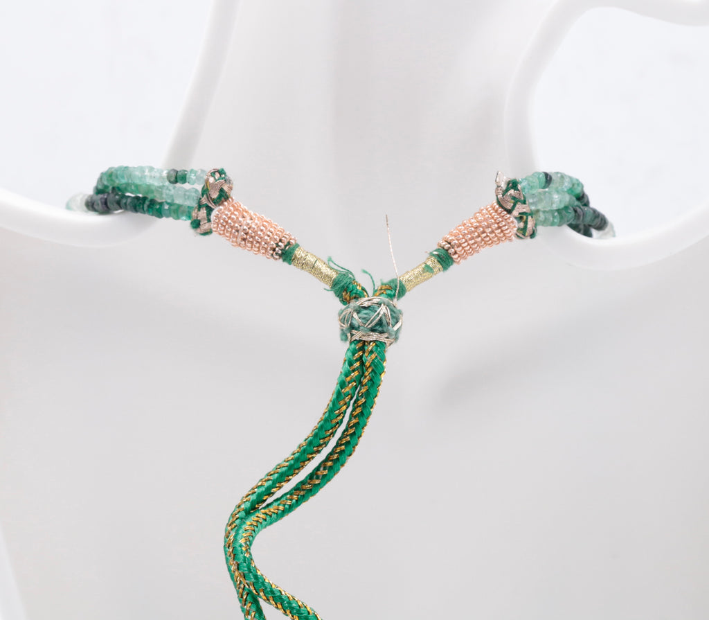 Emerald gemstone beads necklace, 2-3mm, natural green beads