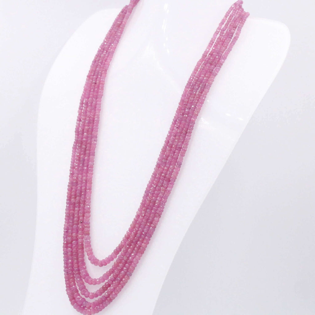 Natural pink sapphire gemstone necklace with layered design