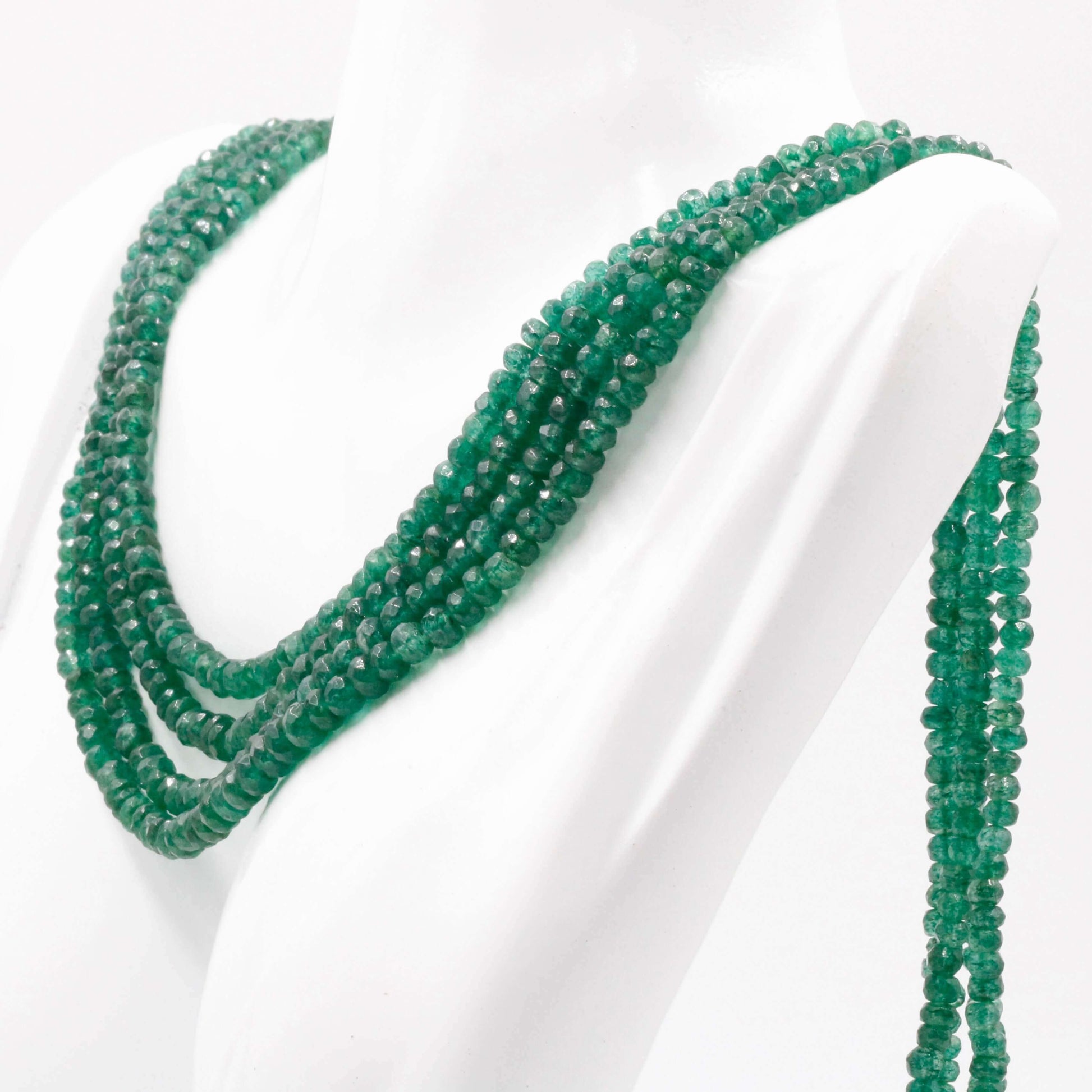 Long & Layered Green Quartz Necklace with Indian Style