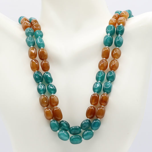 Blue & Yellow Bi-Color Jade Necklace for Jewelry