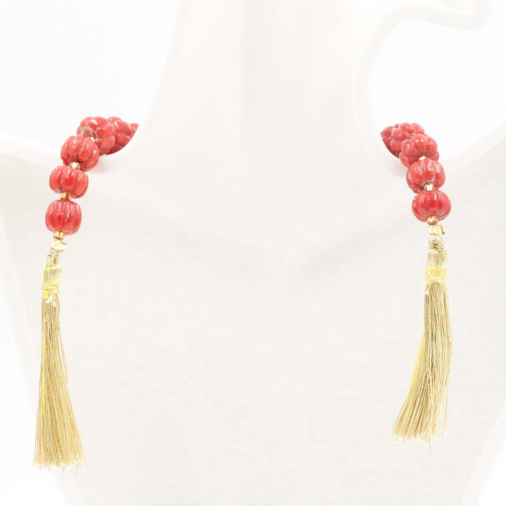 High-Quality Natural Coral Strand with Pumpkin Beads