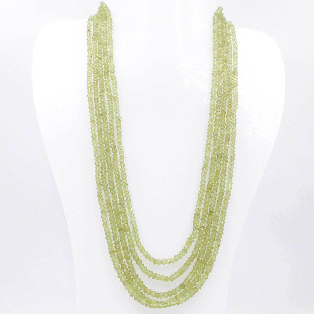 Natural Green Peridot Jewelry with Long & Layered Necklace