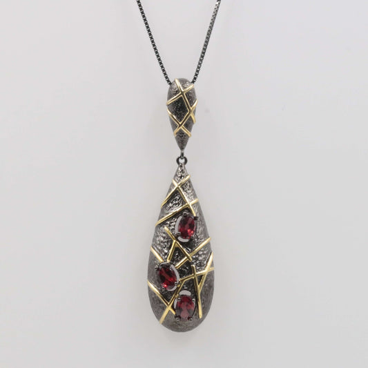 Dainty Garnet Amethyst Pendant Necklace - Taj Mahal Gems