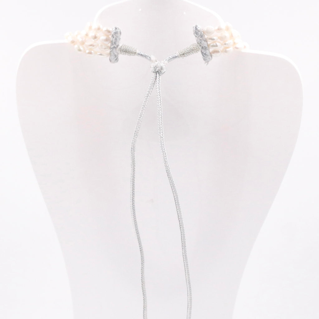 Indian sarafa necklace with cultured pearls and multi-layer design