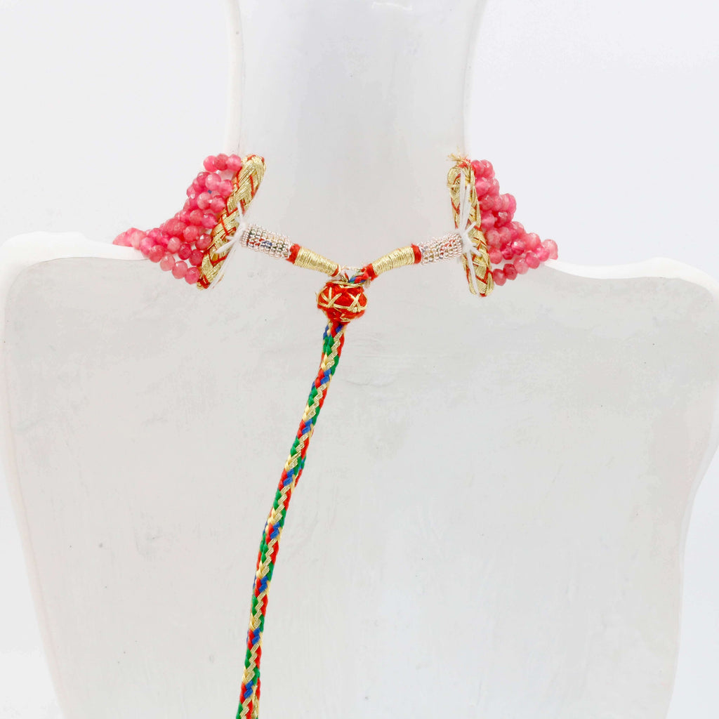 Navy & Pink color Natural Quartz Necklace