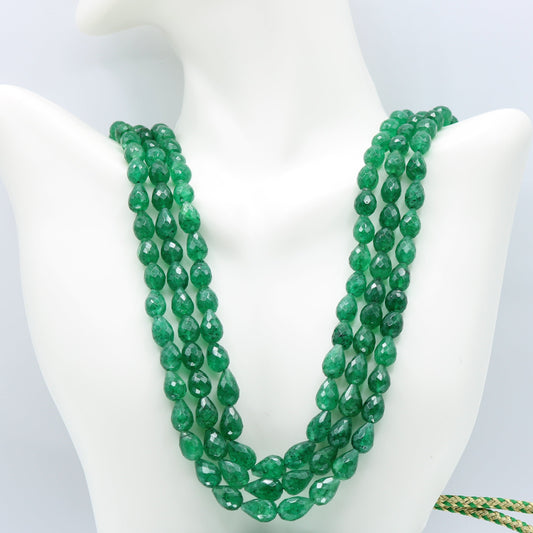 Emerald Vivid Green Pear Beaded Necklace