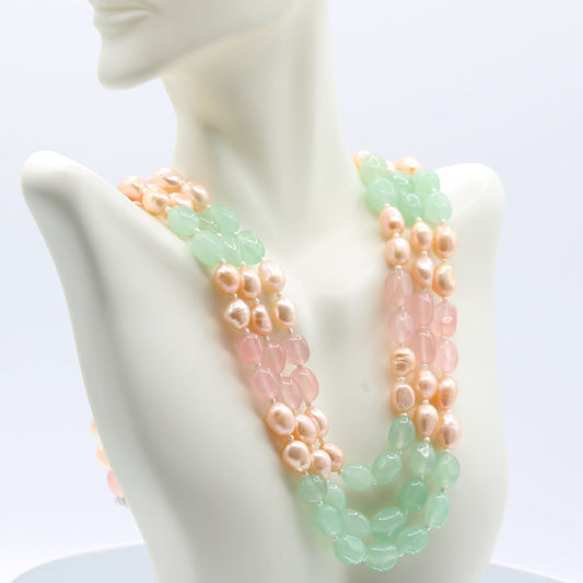 Rose Quartz & Aventurine Necklace - Taj Mahal Gems