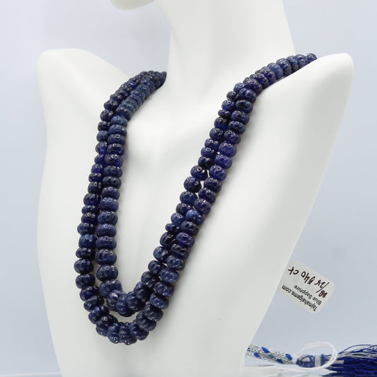 Blue Sapphire Pumpkin Beaded Necklace