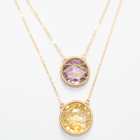 10KT Yellow Gold Amethyst Citrine Necklace