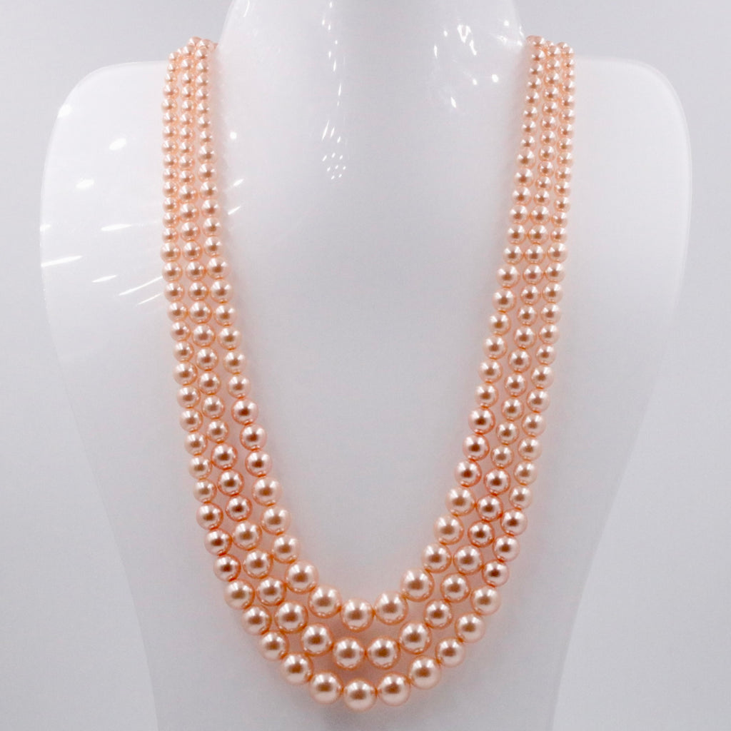 Swarovski pearl necklace with layered design, 4-10mm beads