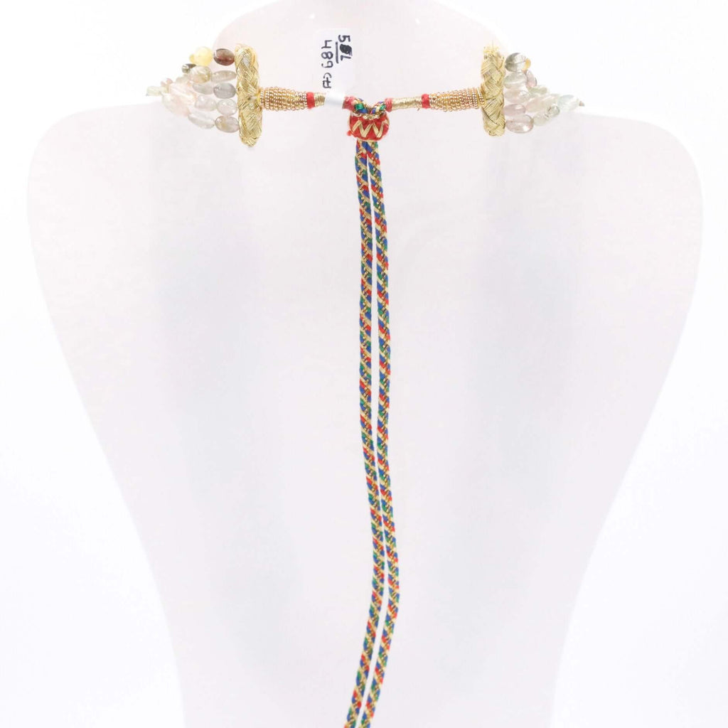 5 Strand Tourmaline Necklace showcasing natural gemstone beads, perfect for a sophisticated layered look