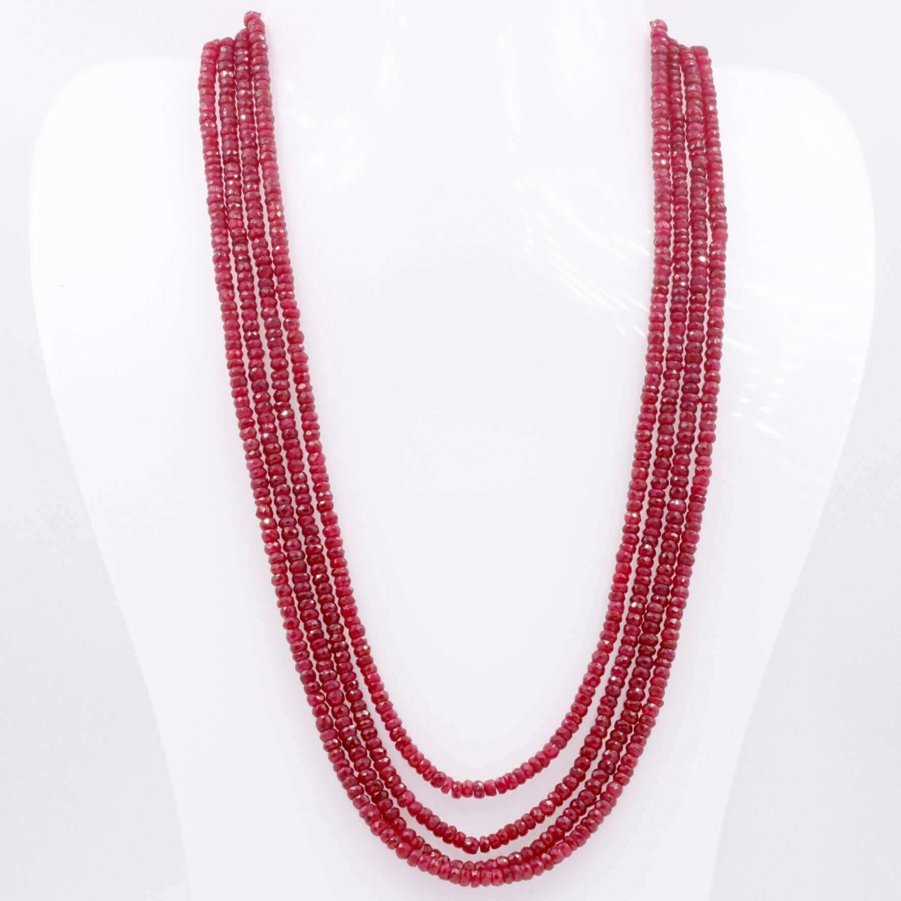Beaded Gemstone Necklace: Genuine Ruby Elegance