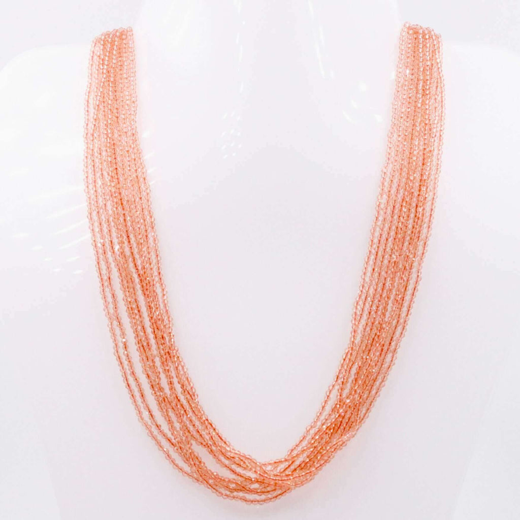 Long & Layered Orange Cubic Zirconia Necklace with Indian Sarafa Style