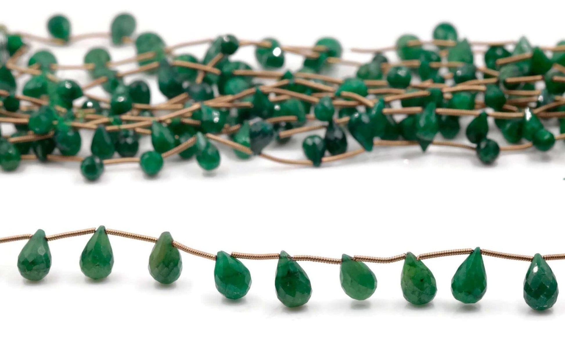 Emerald Briolette Bead Strand - Taj Mahal Gems
