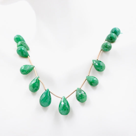 Emerald Briolette Bead Strand - Taj Mahal Gems