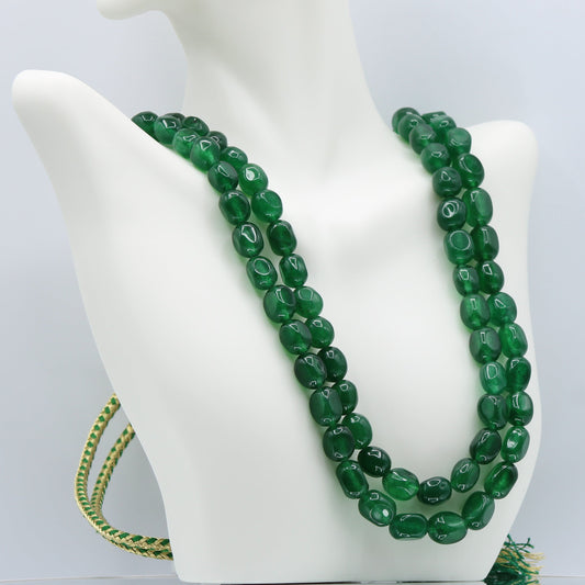Green Quartz Layered Necklace featuring vivid green natural quartz beads in rounded rectangular shapes.