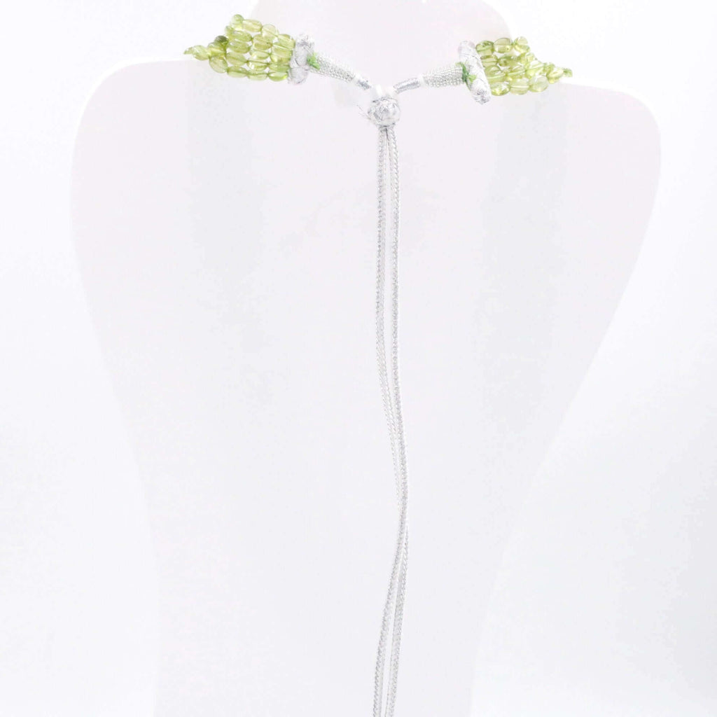 Natural Peridot Beaded Necklace with Layered Gemstones