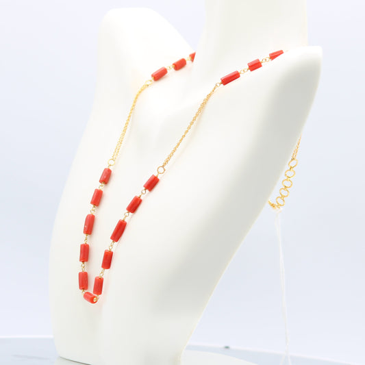 Italian Coral with 22KT Gold Necklace