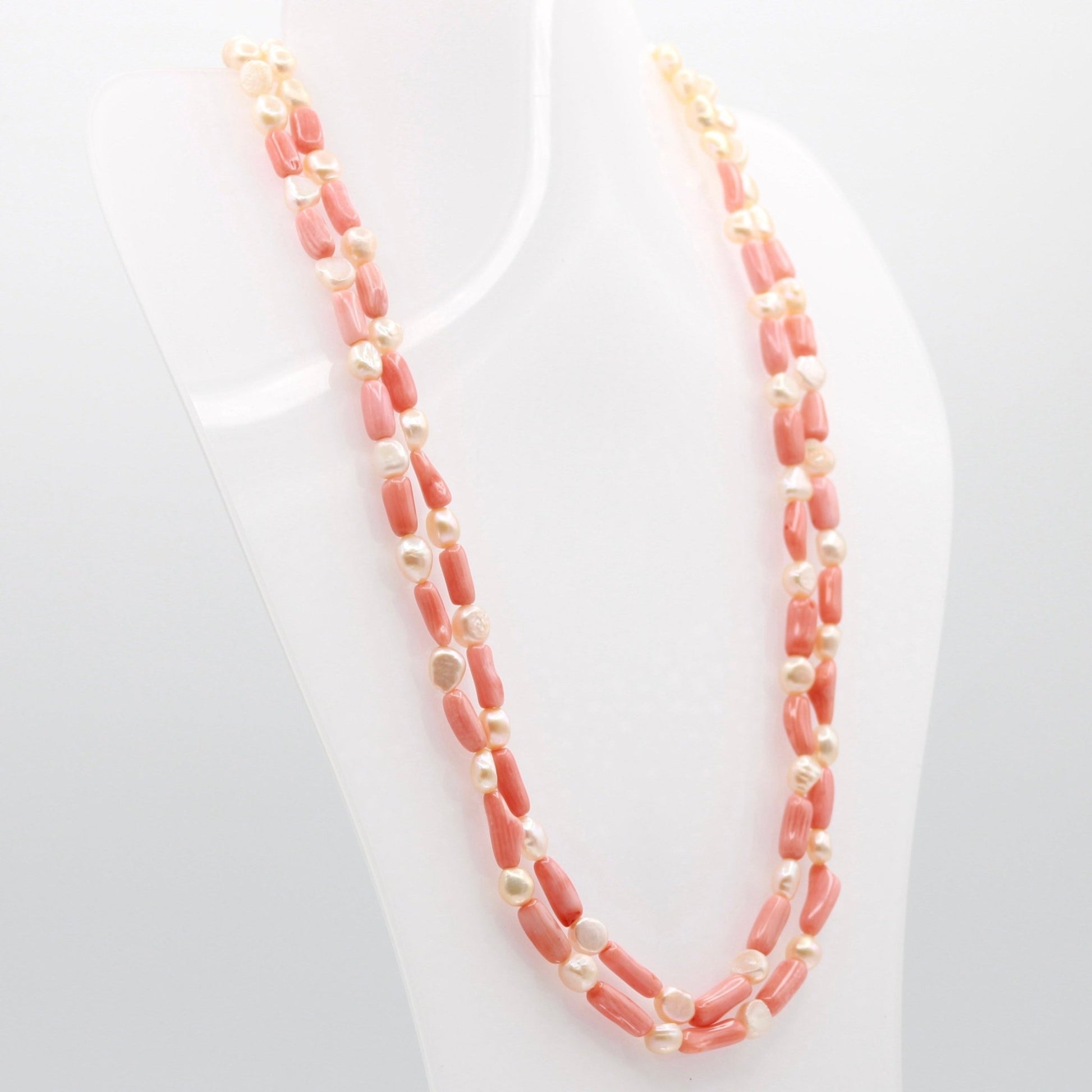 Freshwater Pearl and Coral Necklace - Taj Mahal Gems