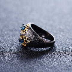 Gold Plated Sterling Silver with Topaz Amethyst Garnet Ring - Taj Mahal Gems