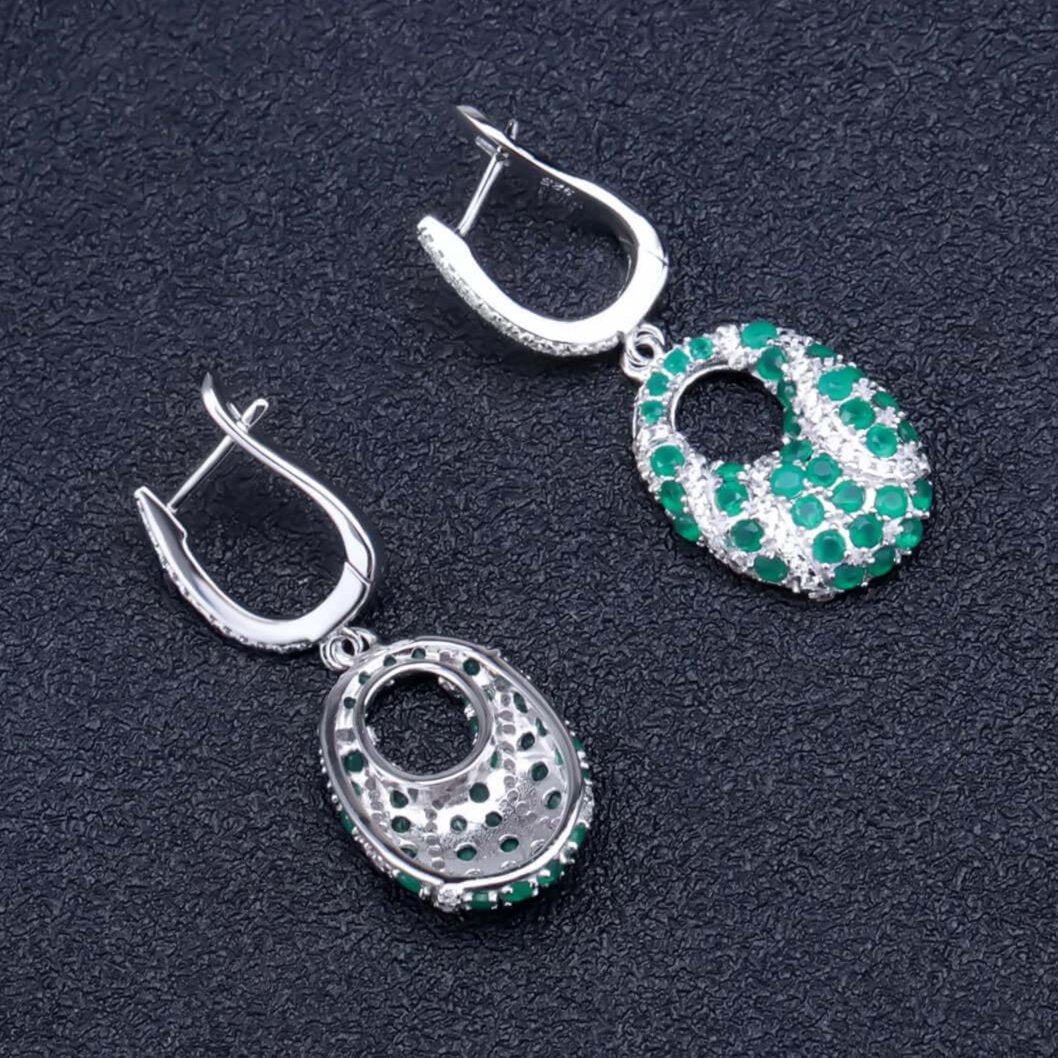 Green Agate Sterling Silver Earrings - Taj Mahal Gems