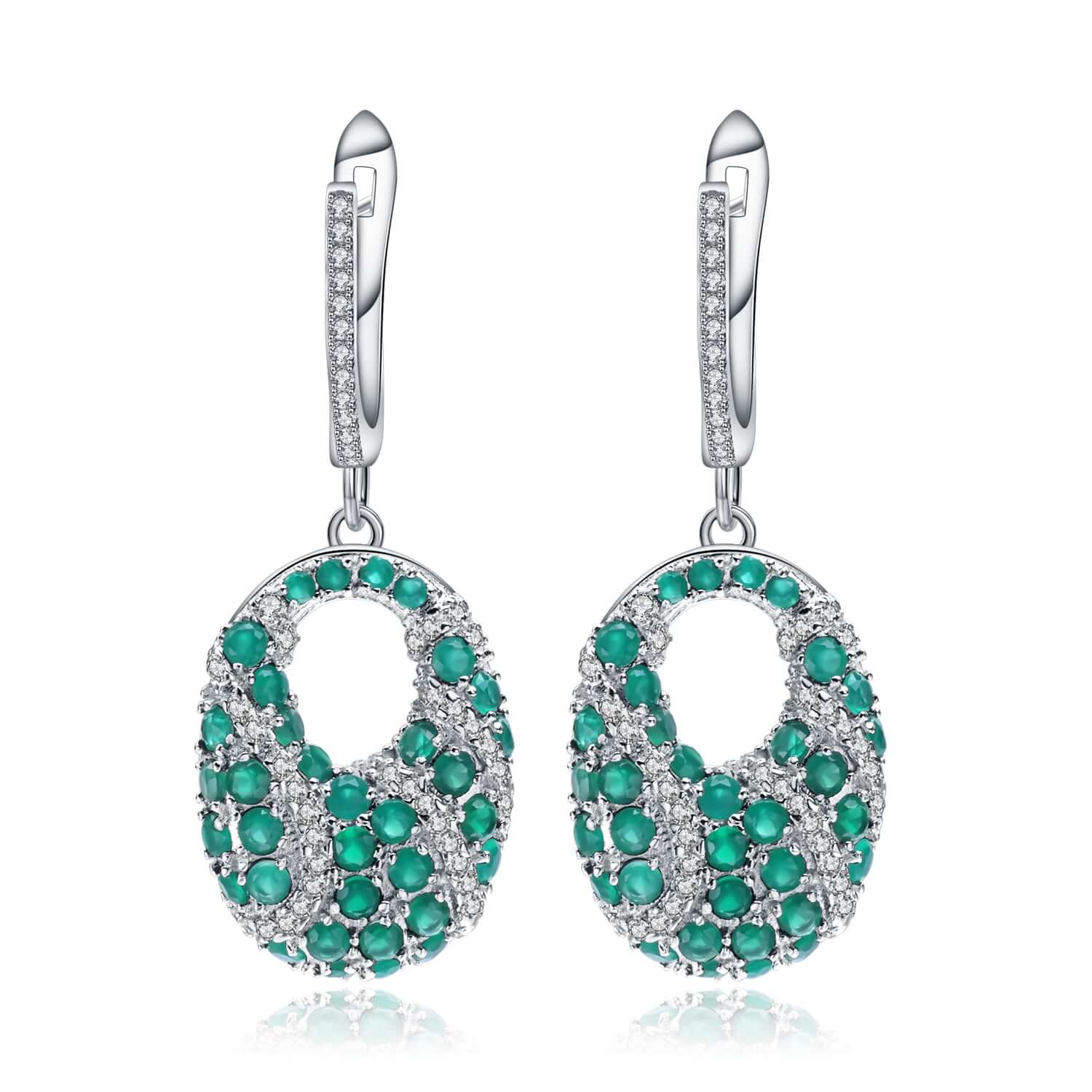 Green Agate Sterling Silver Earrings - Taj Mahal Gems