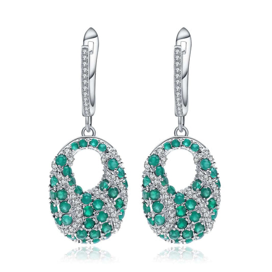 Green Agate Sterling Silver Earrings - Taj Mahal Gems