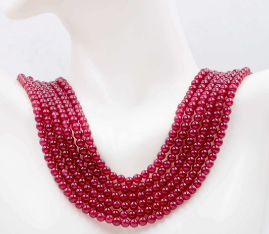 Green and Red Quartz Beads Strand - Taj Mahal Gems