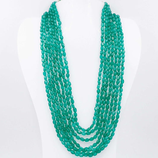 Green Quartz Multi - Strand Beaded Necklace - Taj Mahal Gems