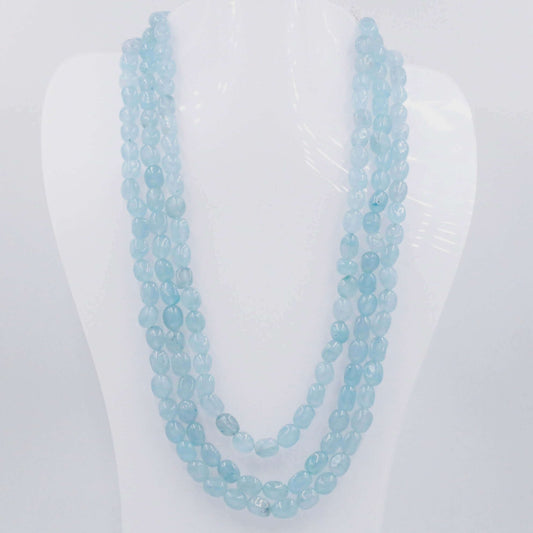 Icy Blue Quartz Beaded Necklace - Taj Mahal Gems