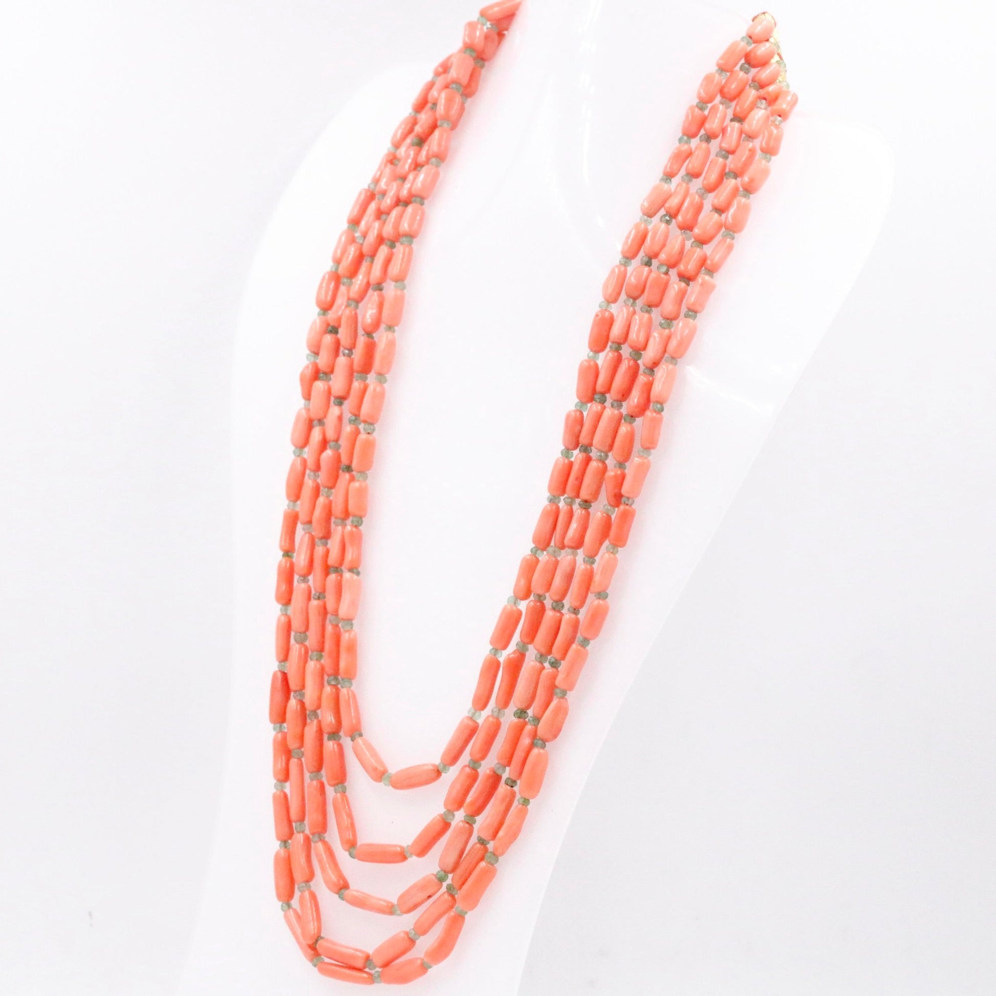 Layered Coral with Quartz Necklace - Taj Mahal Gems