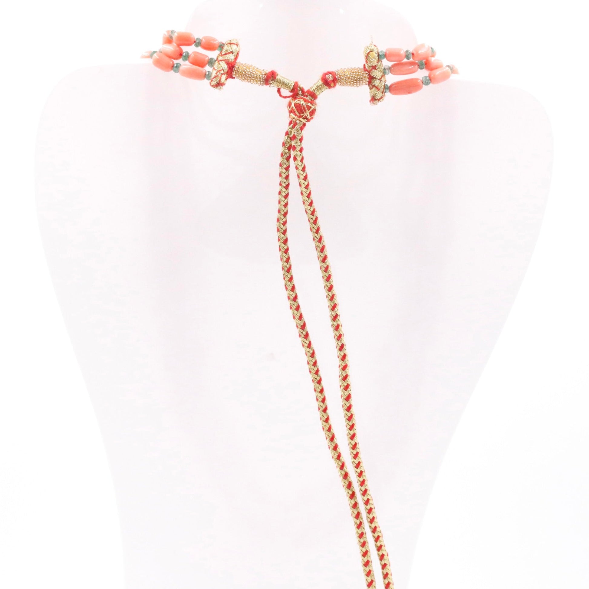 Layered Coral with Quartz Necklace - Taj Mahal Gems
