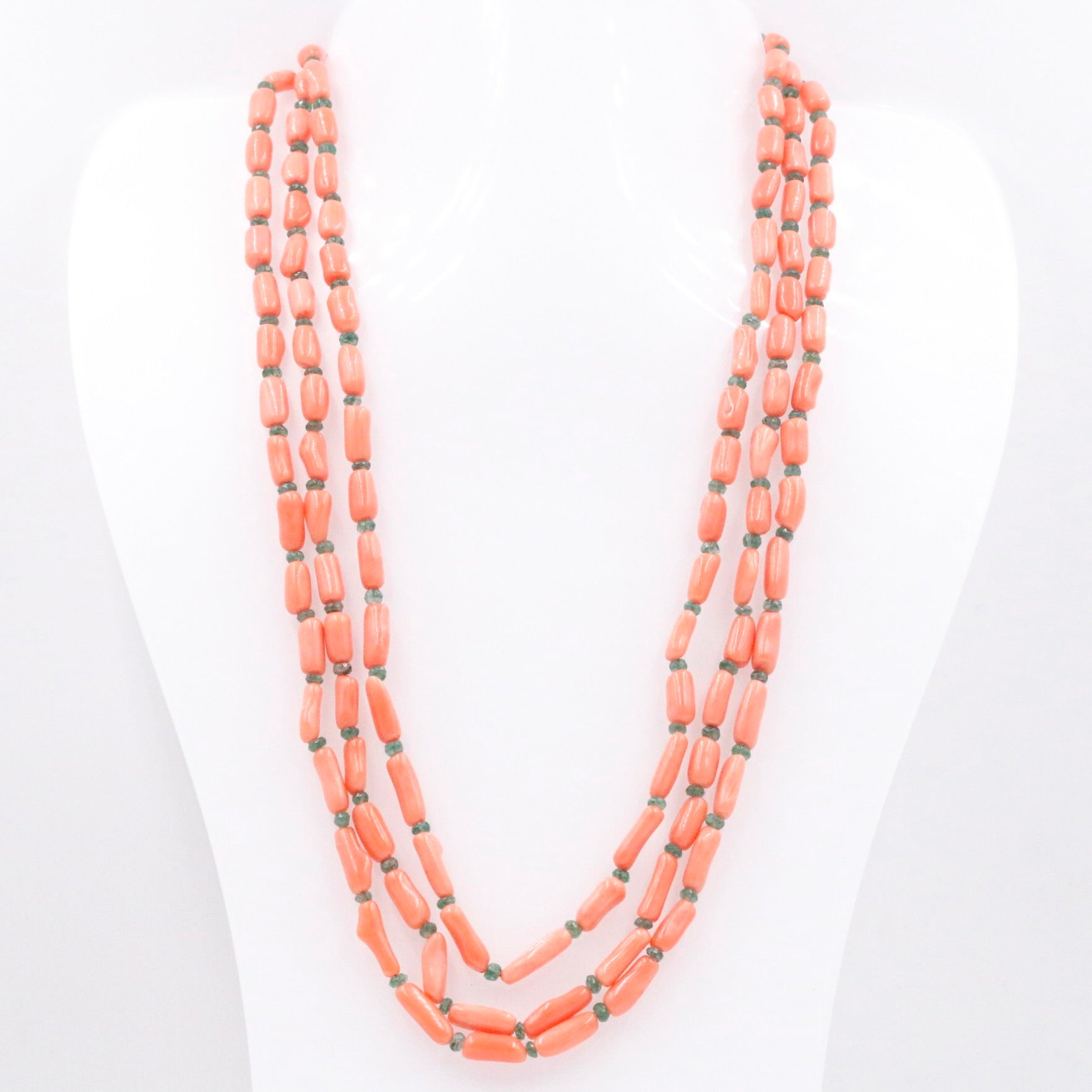 Layered Coral with Quartz Necklace - Taj Mahal Gems