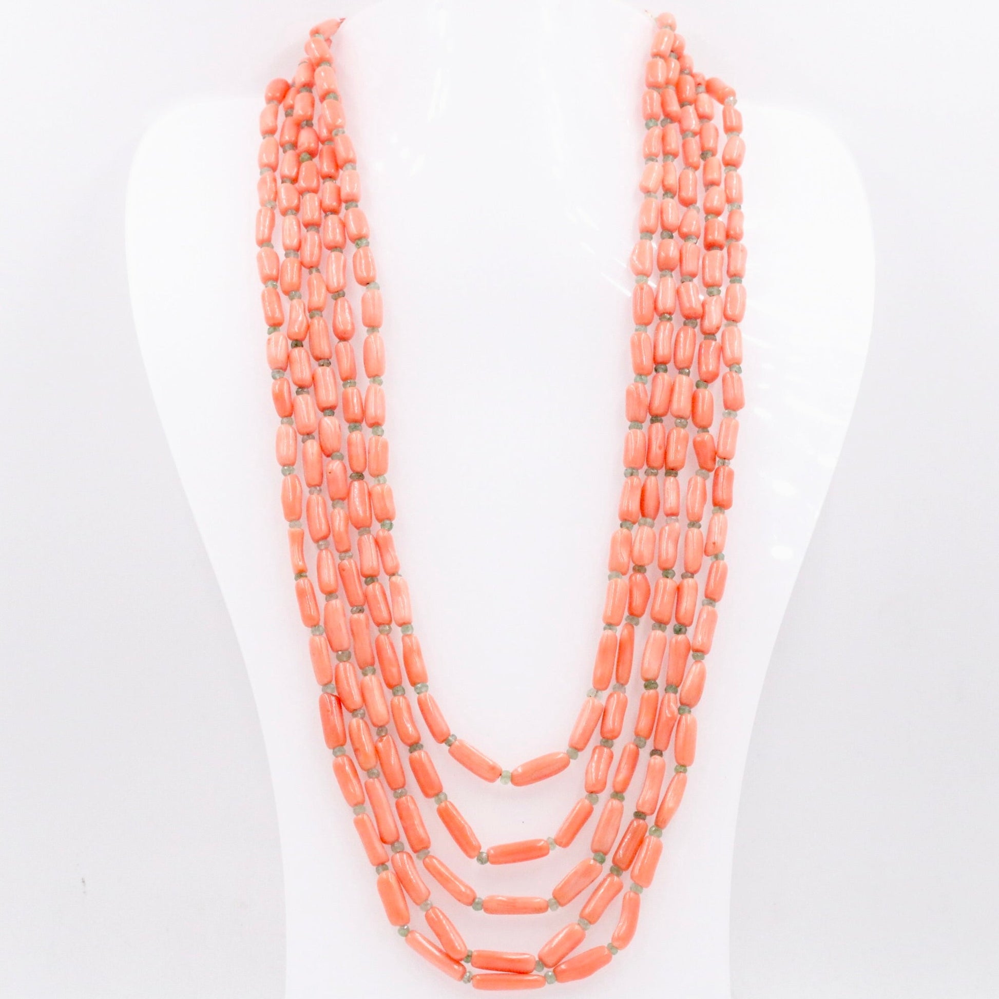 Layered Coral with Quartz Necklace - Taj Mahal Gems