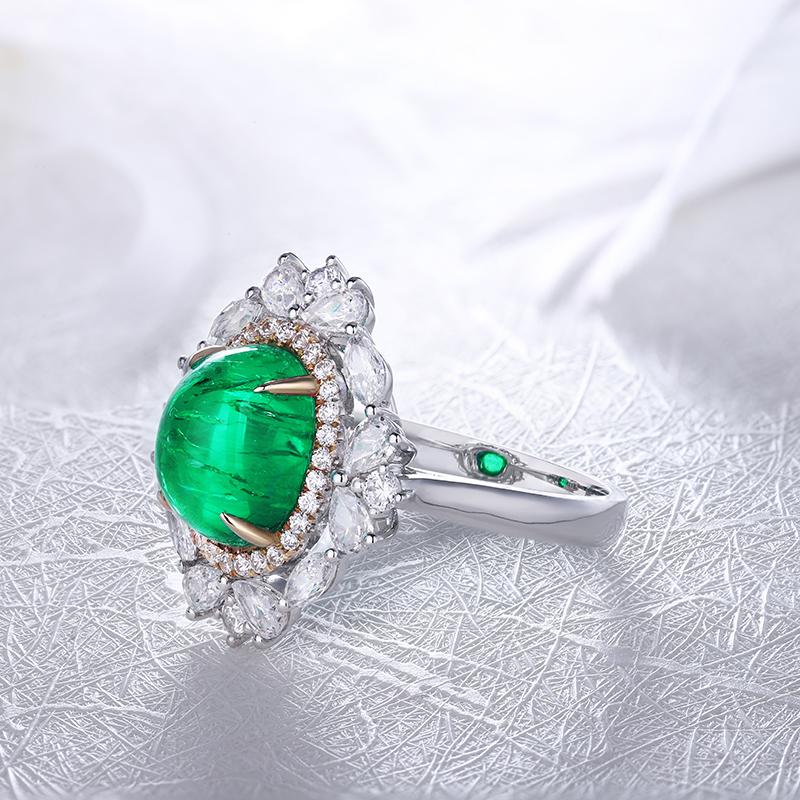 Luxury Cocktail Ring - Colombian Emerald Diamond - Taj Mahal Gems