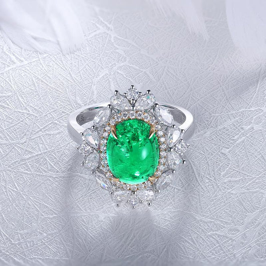 Luxury Cocktail Ring - Colombian Emerald Diamond - Taj Mahal Gems
