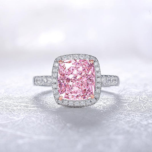 Luxury Halo Ring - Pink and Yellow Jewelems Diamond Jewelry - Taj Mahal Gems