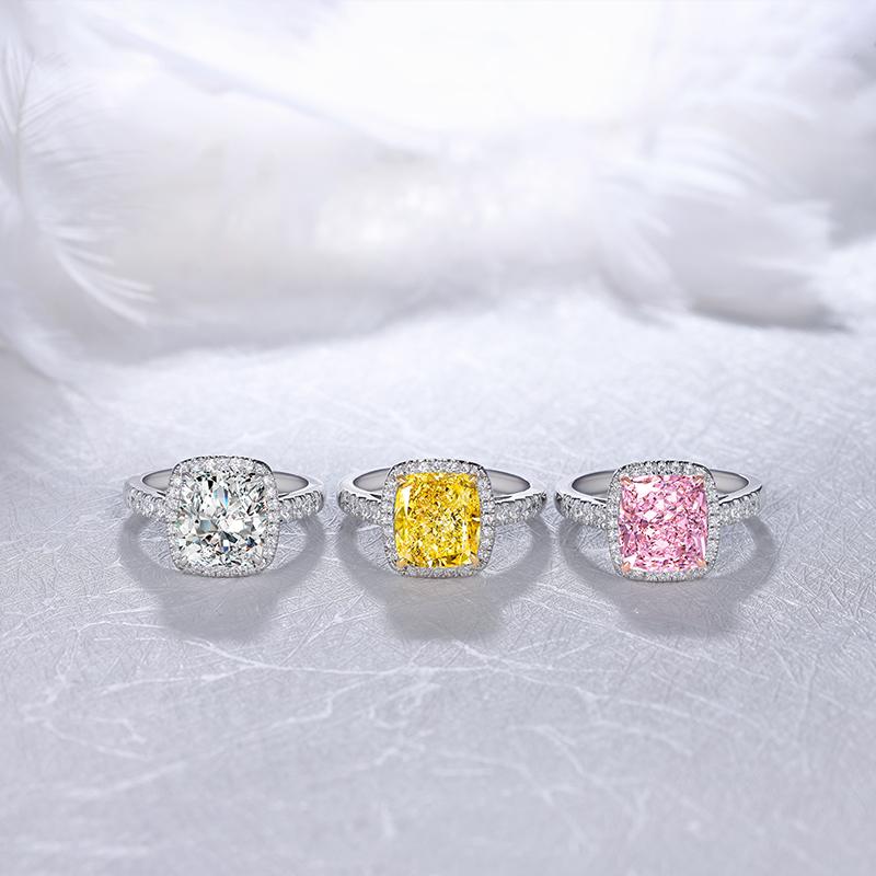 Luxury Halo Ring - Pink and Yellow Jewelems Diamond Jewelry - Taj Mahal Gems