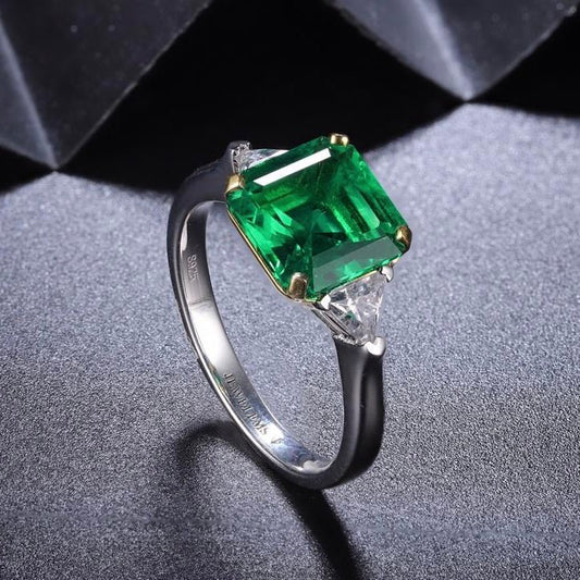 Luxury Two - Tone Emerald Ring - Taj Mahal Gems