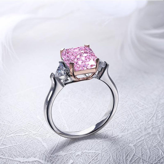 Luxury Womens Halo Ring - Pink Yellow Colorless Gems - Taj Mahal Gems