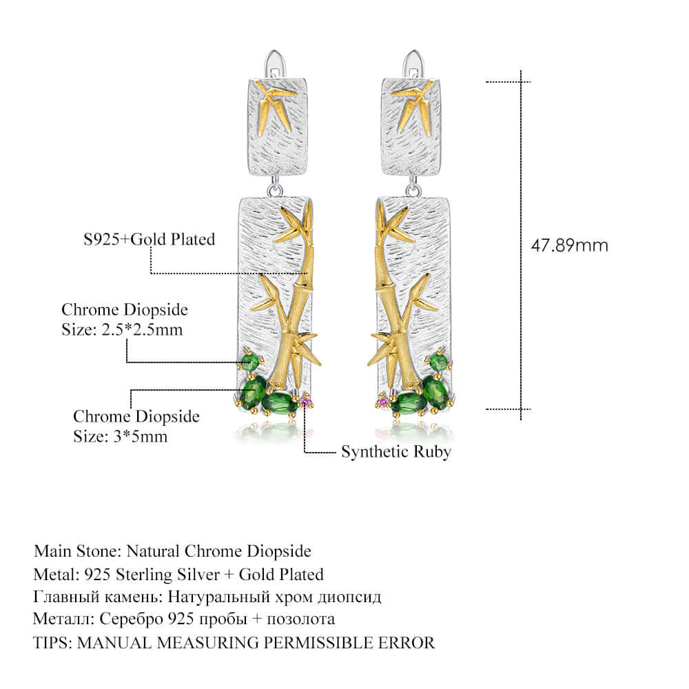 Multi - Color Bamboo Leaf Earrings - Taj Mahal Gems