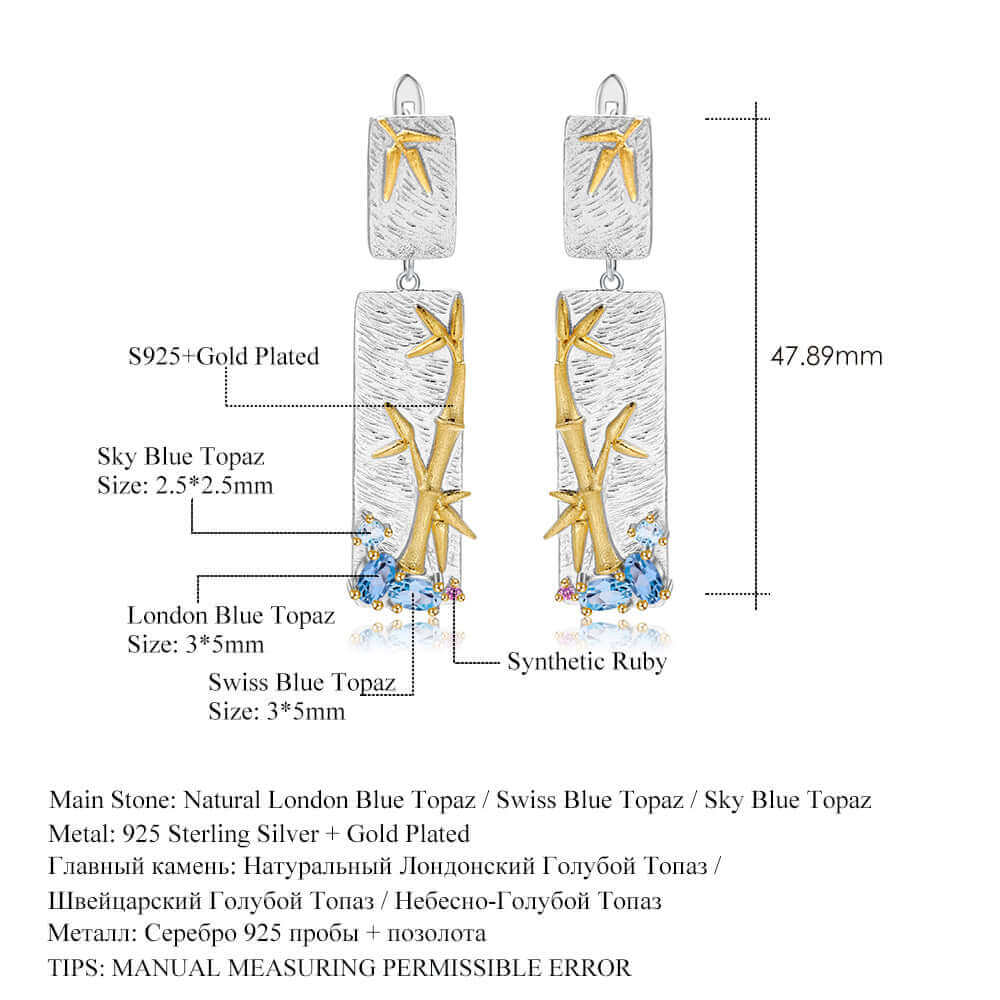 Multi - Color Bamboo Leaf Earrings - Taj Mahal Gems