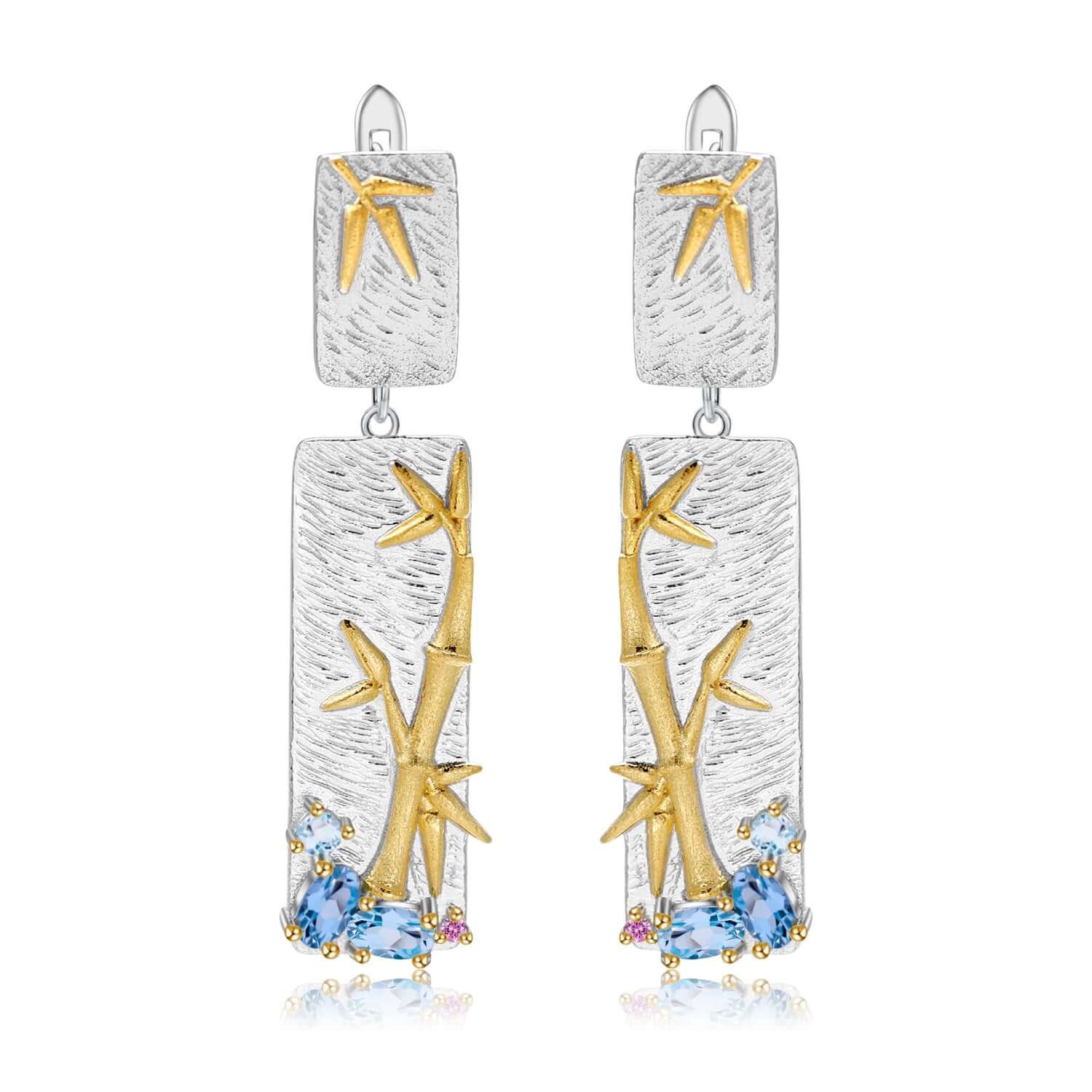 Multi - Color Bamboo Leaf Earrings - Taj Mahal Gems
