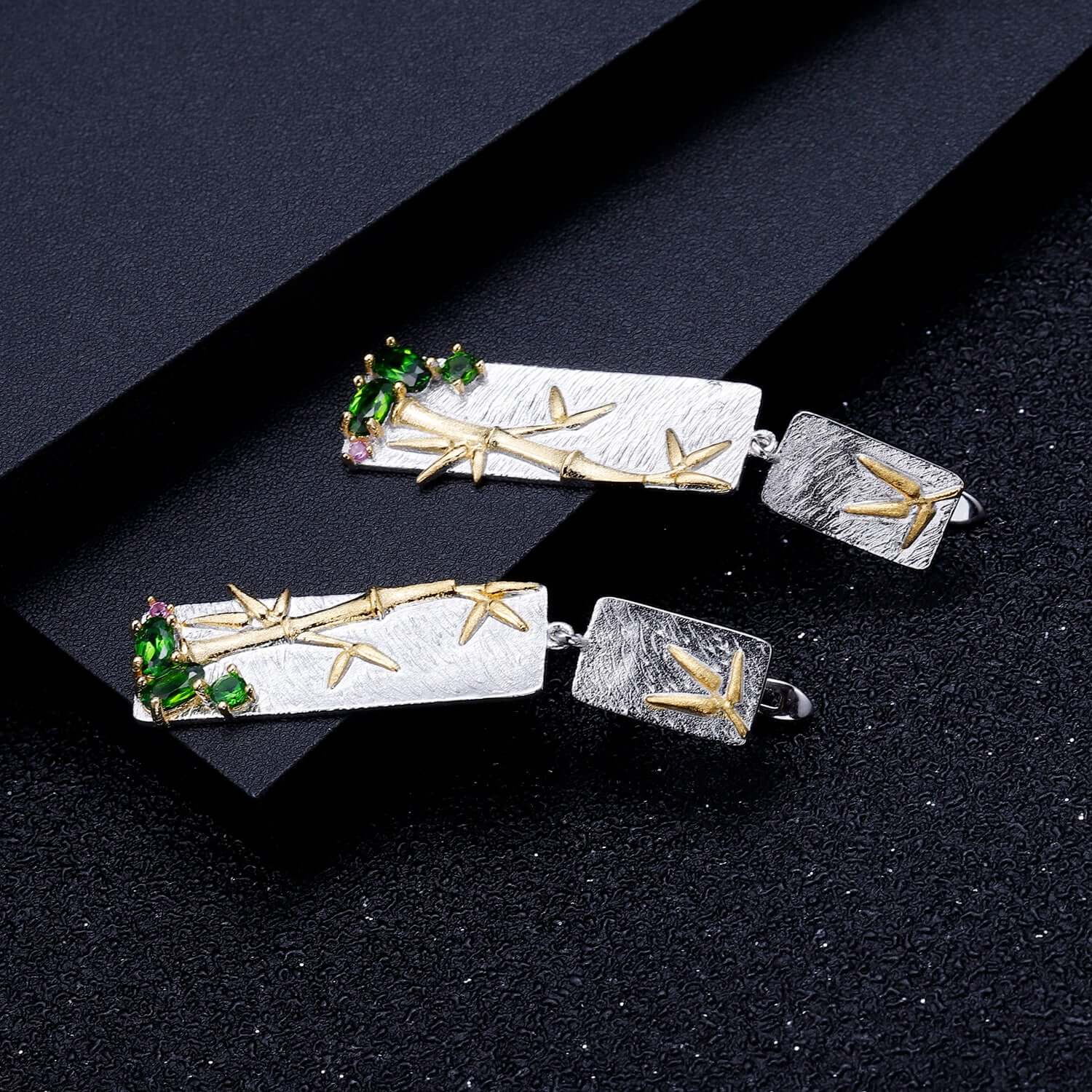 Multi - Color Bamboo Leaf Earrings - Taj Mahal Gems