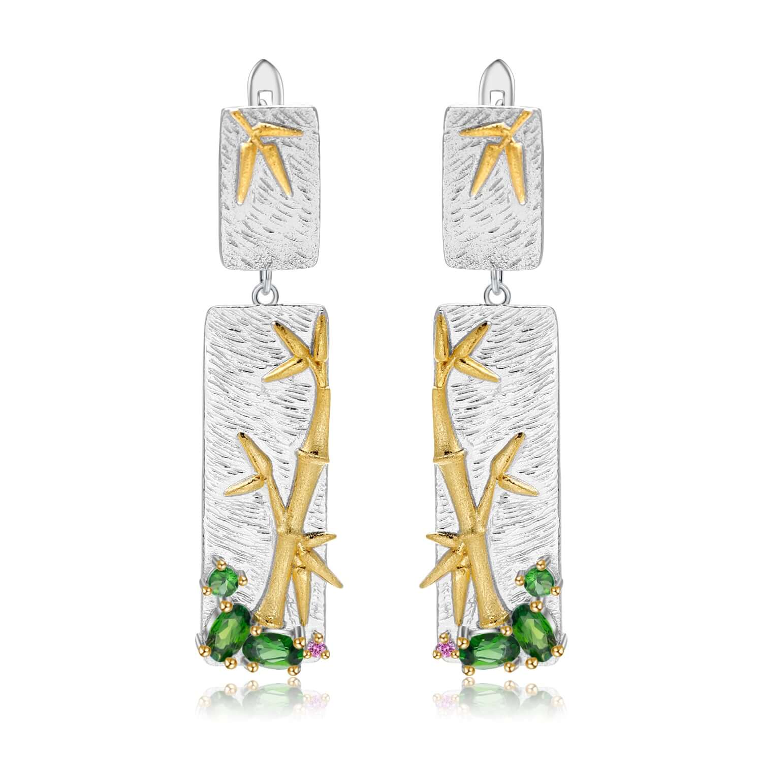 Multi - Color Bamboo Leaf Earrings - Taj Mahal Gems