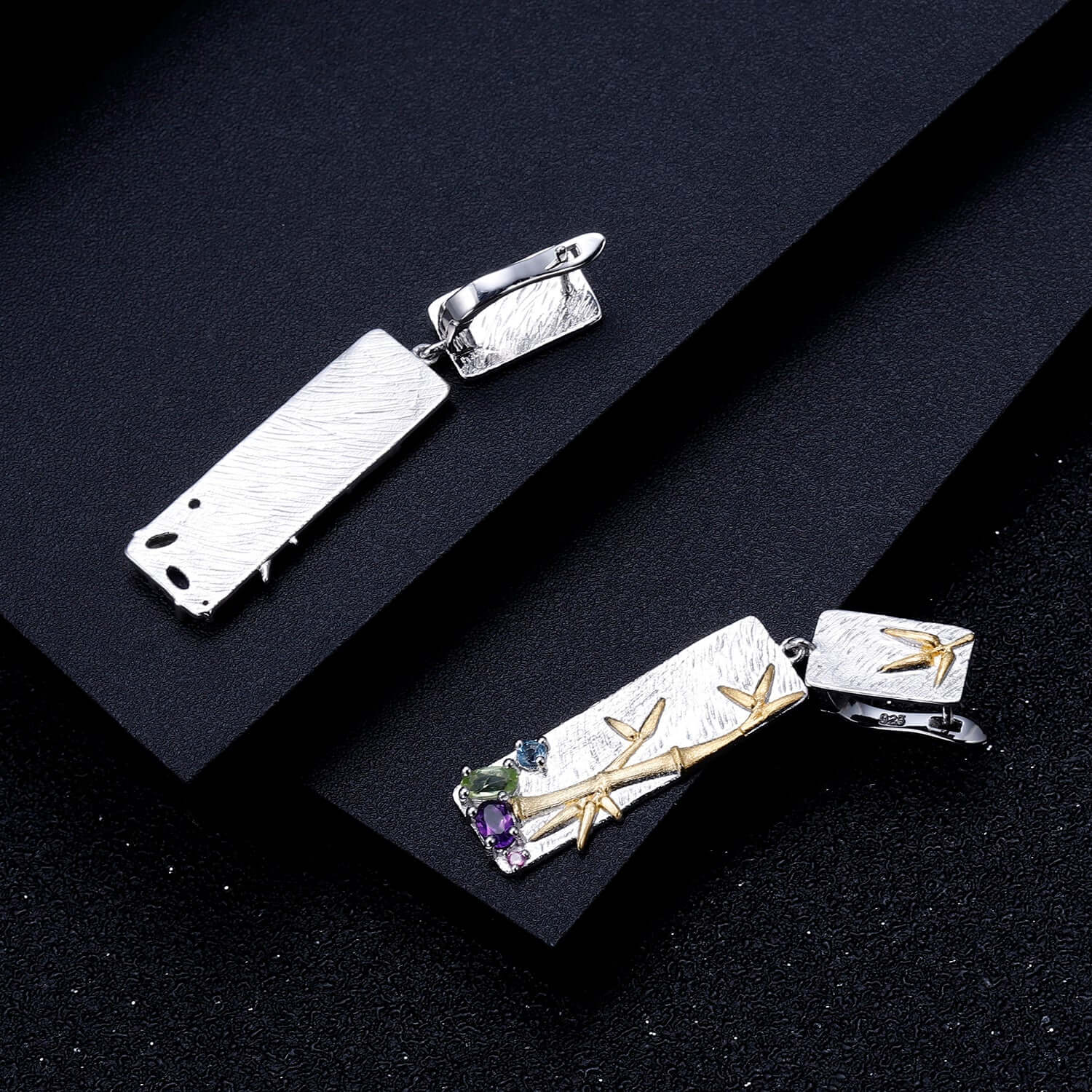 Multi - Color Bamboo Leaf Earrings - Taj Mahal Gems