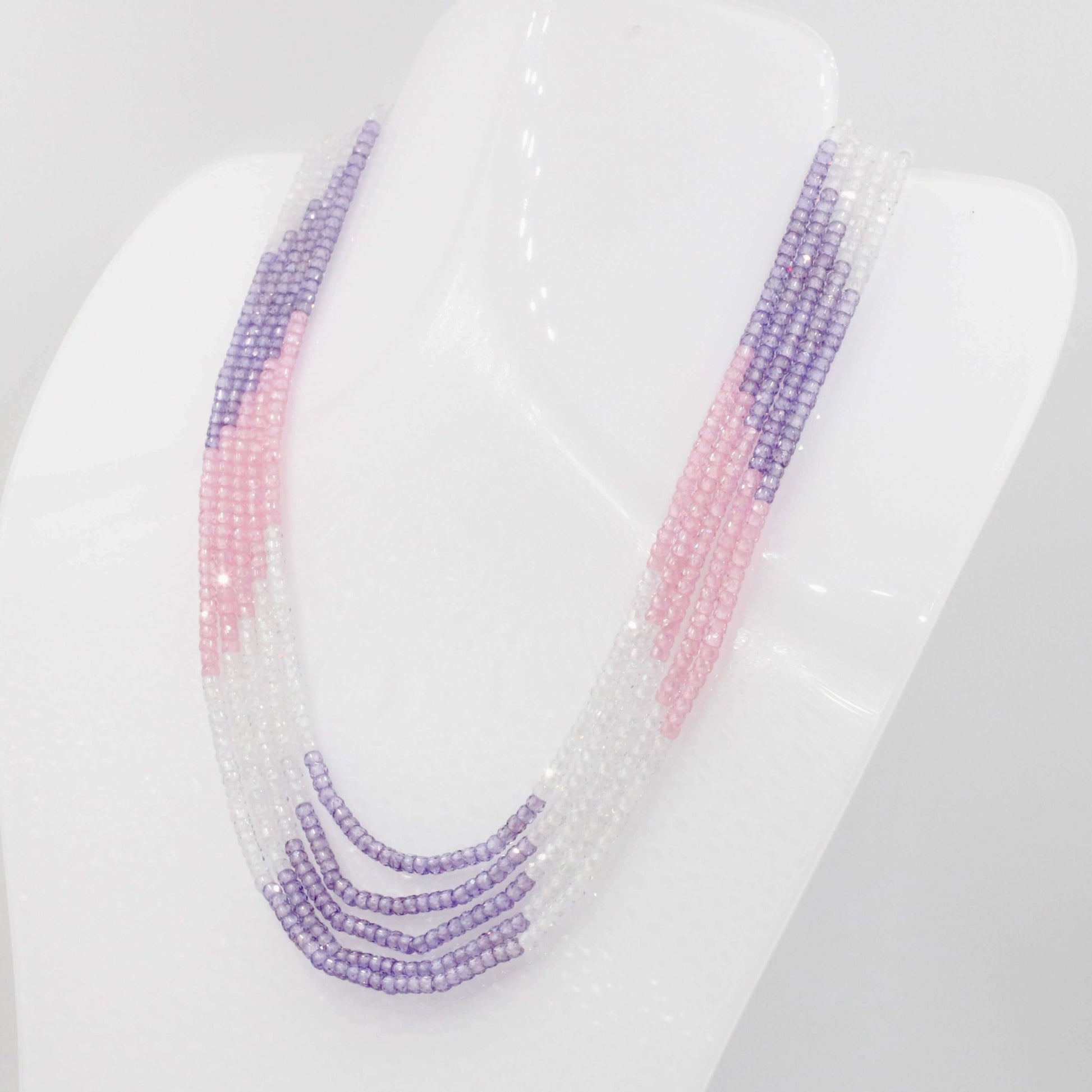 Multi - Color CZ Beaded Necklace - Taj Mahal Gems